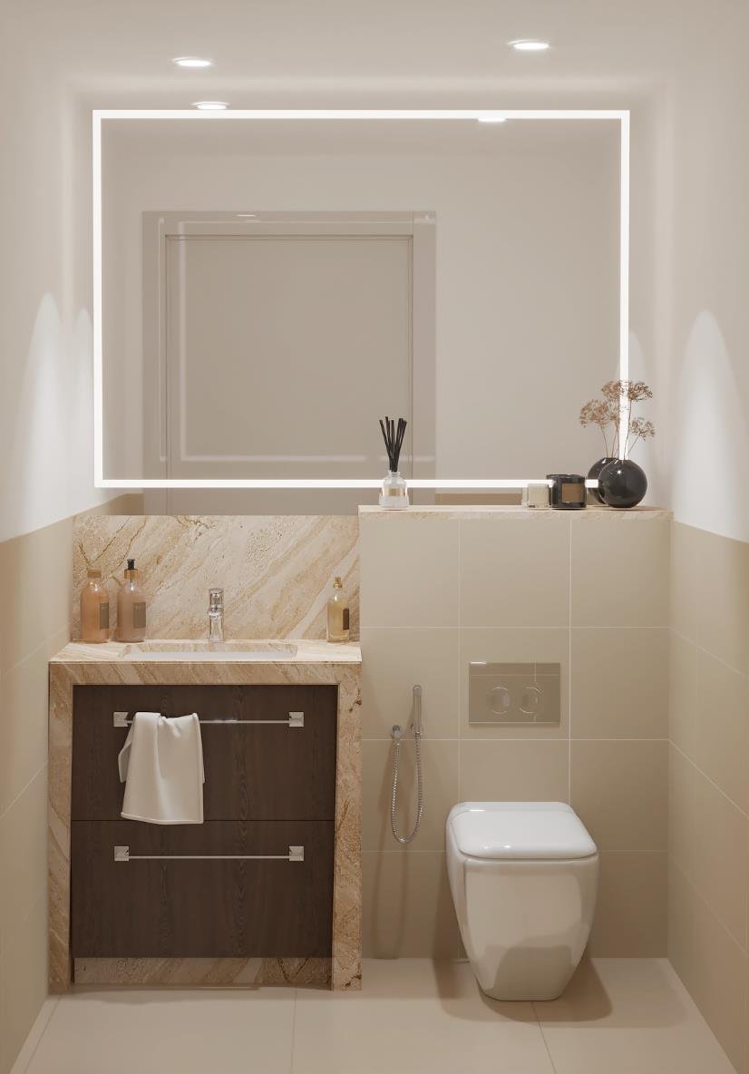 Guest Toilet after renovation, 3D design render