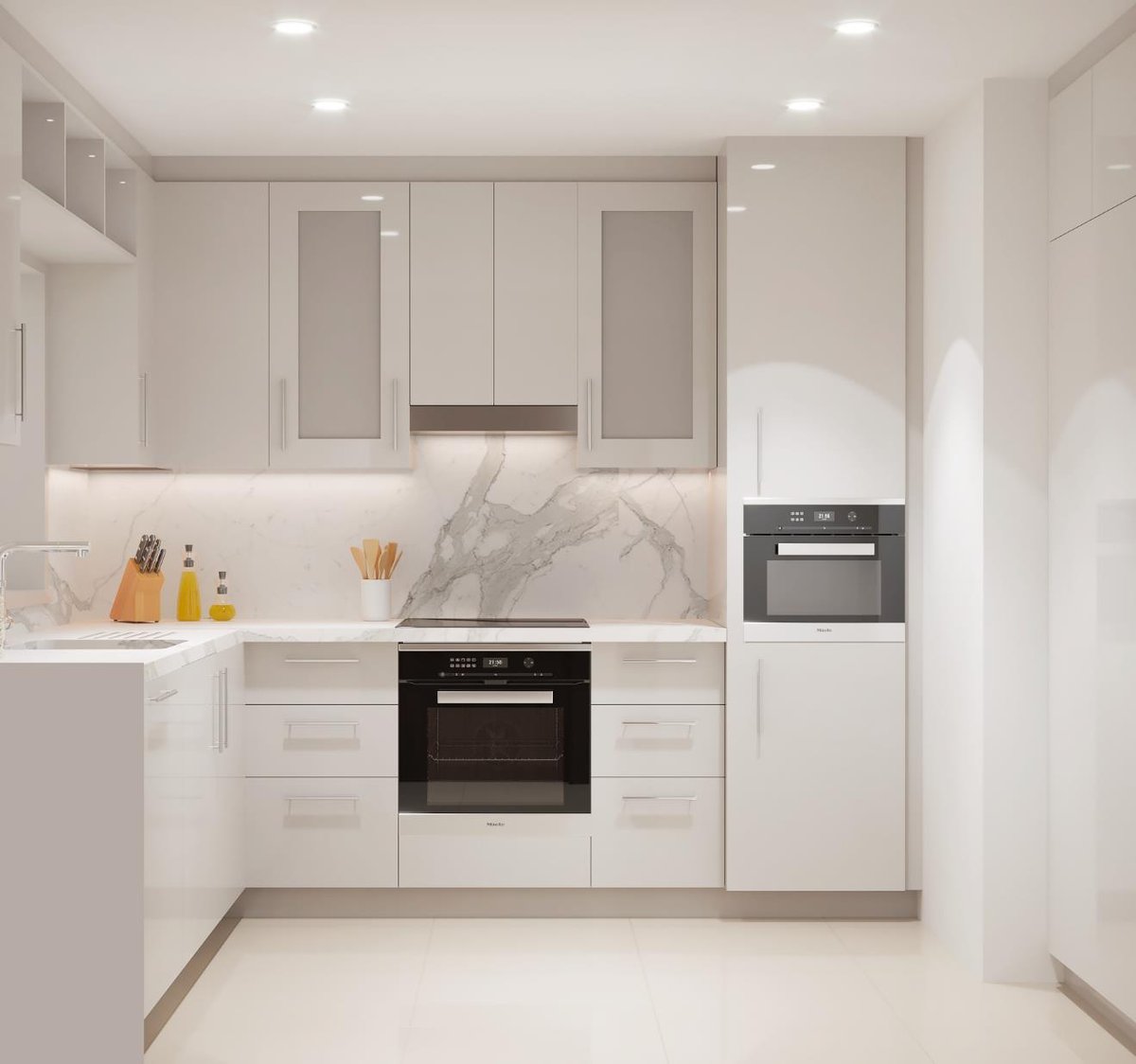 Kitchen after renovation, 3D design render