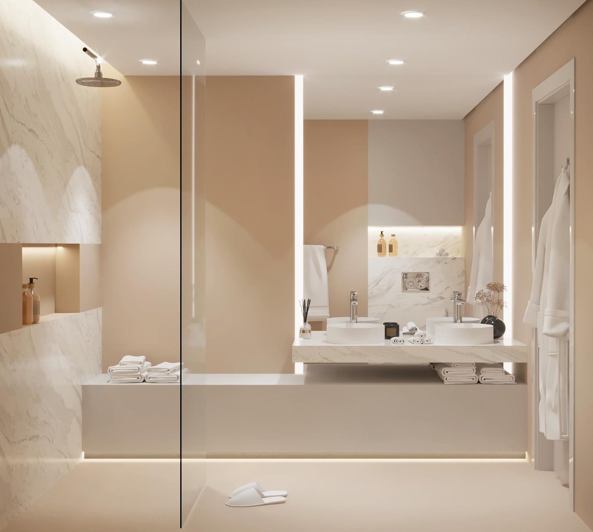 Master Bathroom after renovation, 3D design render